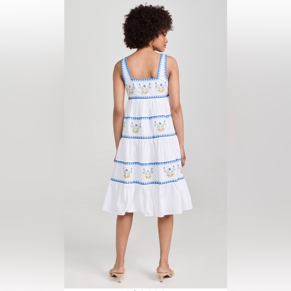 English Factory White and Blue Embroidered Midi Dress New with Tags Size Small - Picture 2 of 8